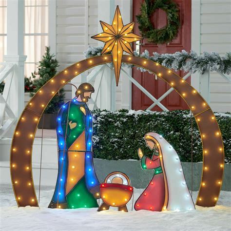 lighted large outdoor nativity set